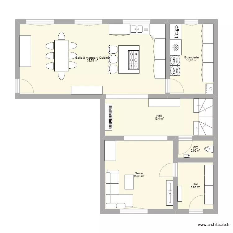 Lise rdc  meubl&eacute;. Plan de 