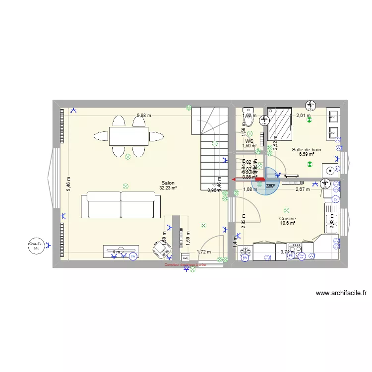 MAISON CAMUT 5 avec compteur. Plan de 9  et 101 m²