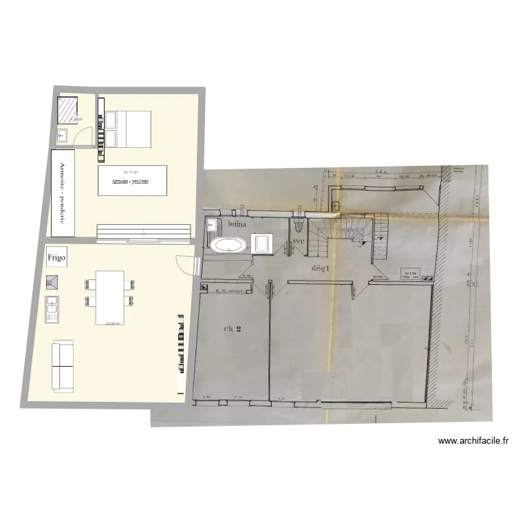 Loft sur garage v2. Plan de 