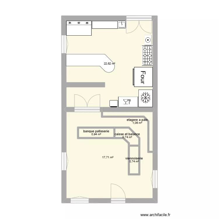 magasin boulangerie frigere. Plan de 