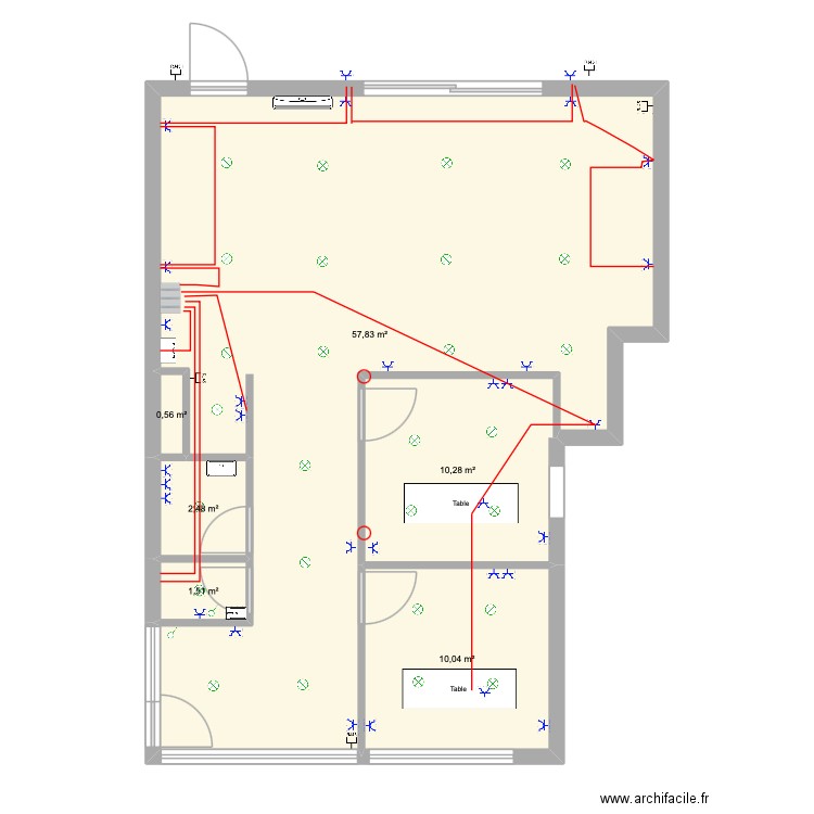 CKS-Jurbise Electricité sol. Plan de 6 pièces et 83 m2