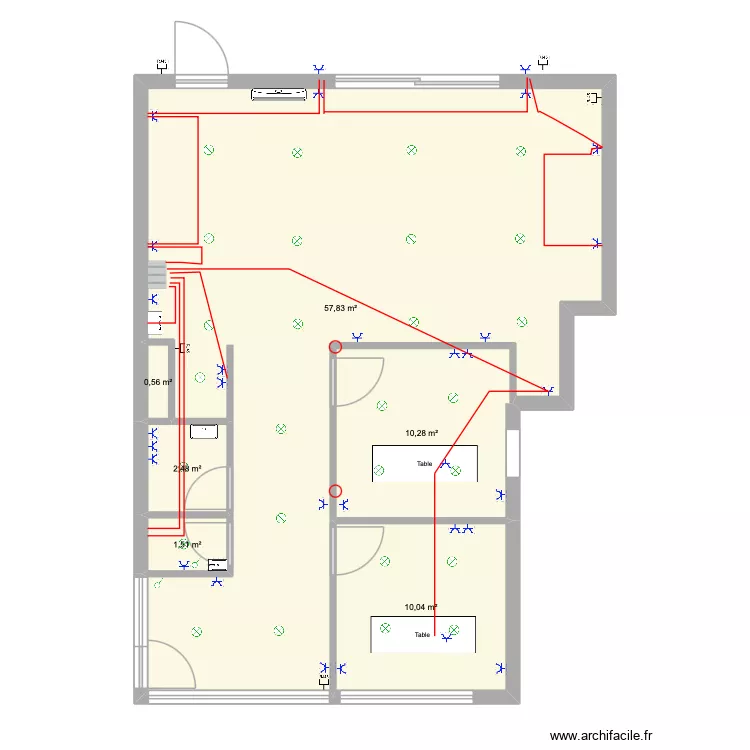 CKS-Jurbise Electricit&eacute; sol. Plan de 6  et 83 m²