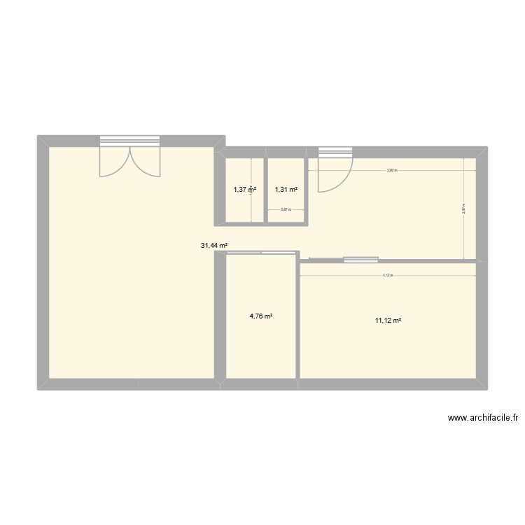 Appartement. Plan de 5 pièces et 50 m2