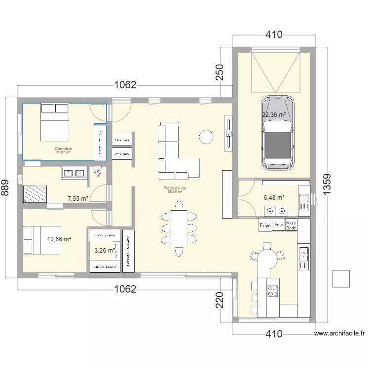 maison plein pied basique 2. Plan de 