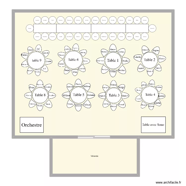mariage. Plan de 2  et 190 m²