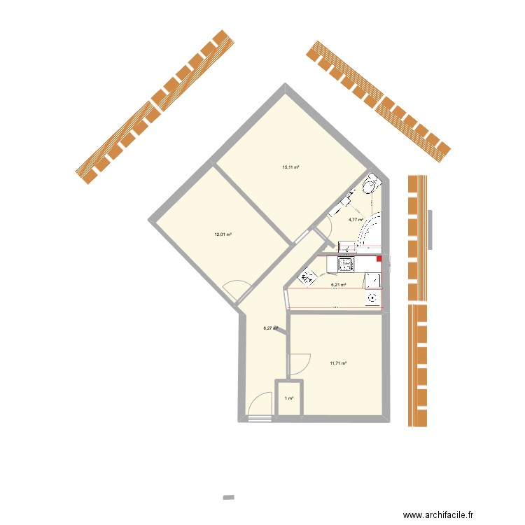 110825 Plan Appart Prague. Plan de 7 pièces et 59 m2