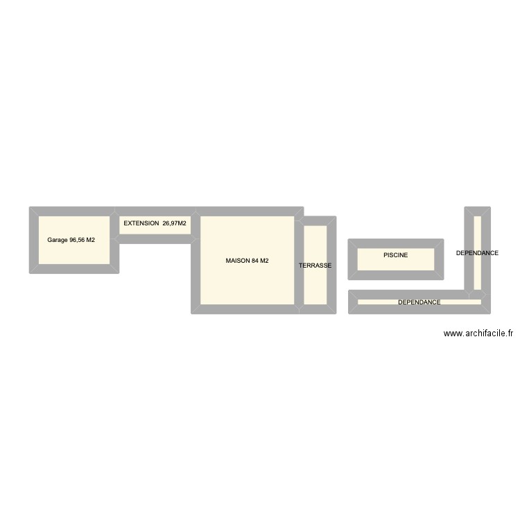 plan de masse. Plan de 7 pièces et 16 m2