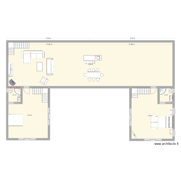 Home. Plan de 5 pièces et 210 m2