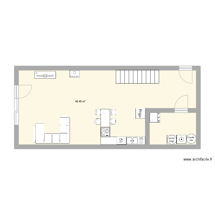 martine izon. Plan de 1 pièce et 48 m2