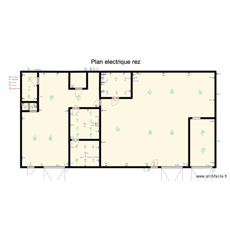 Plan electrique rez Verzelle. Plan de 10 pièces et 230 m2