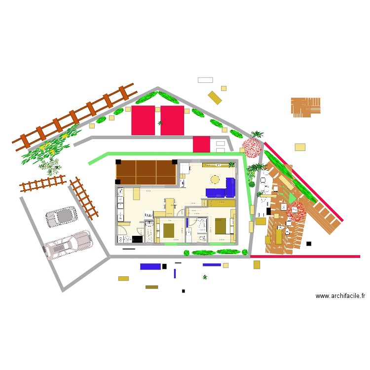 roc83. Plan de 2 pièces et 75 m2