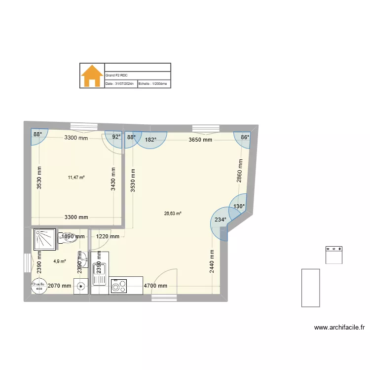 Grand F2 RDC transf F3. Plan de 