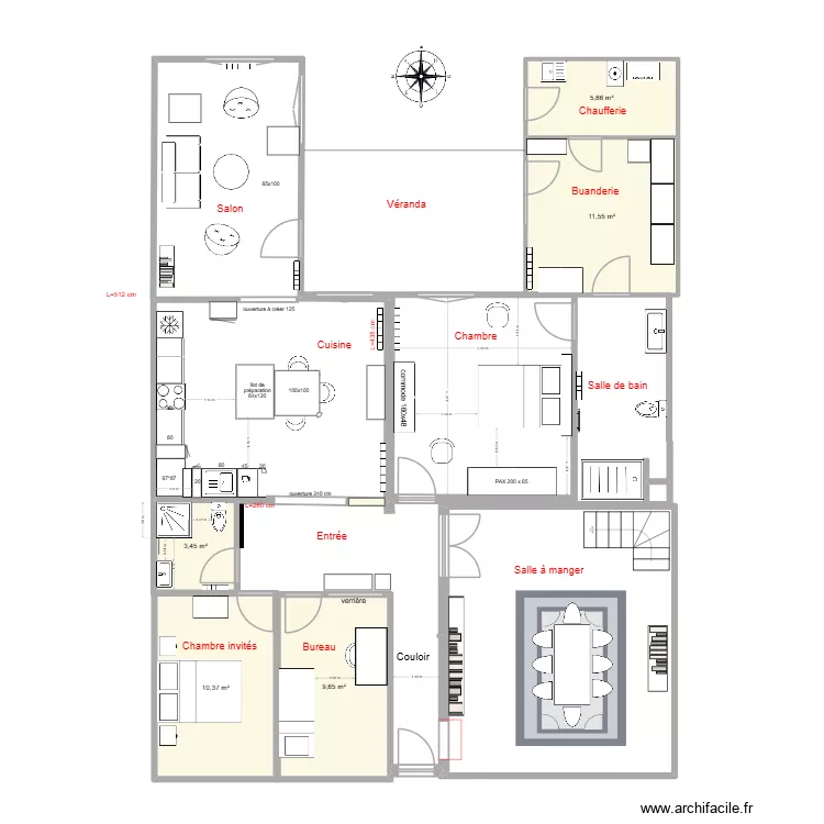 Plan r&eacute;alisations essai. Plan de 5  et 41 m²
