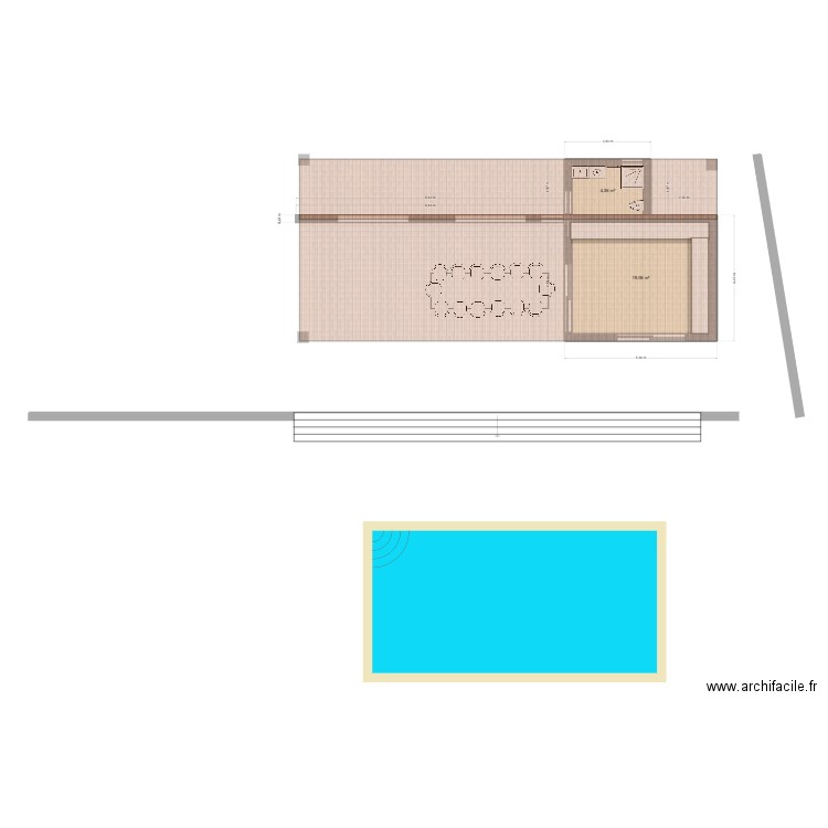 Auvent 2025. Plan de 2 pièces et 23 m2
