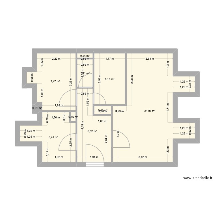 Appartement Lons. Plan de 9 pièces et 49 m2
