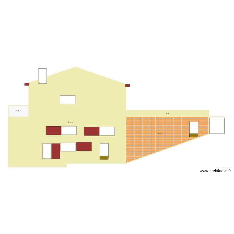 projet façade sud. Plan de 4 pièces et 186 m2