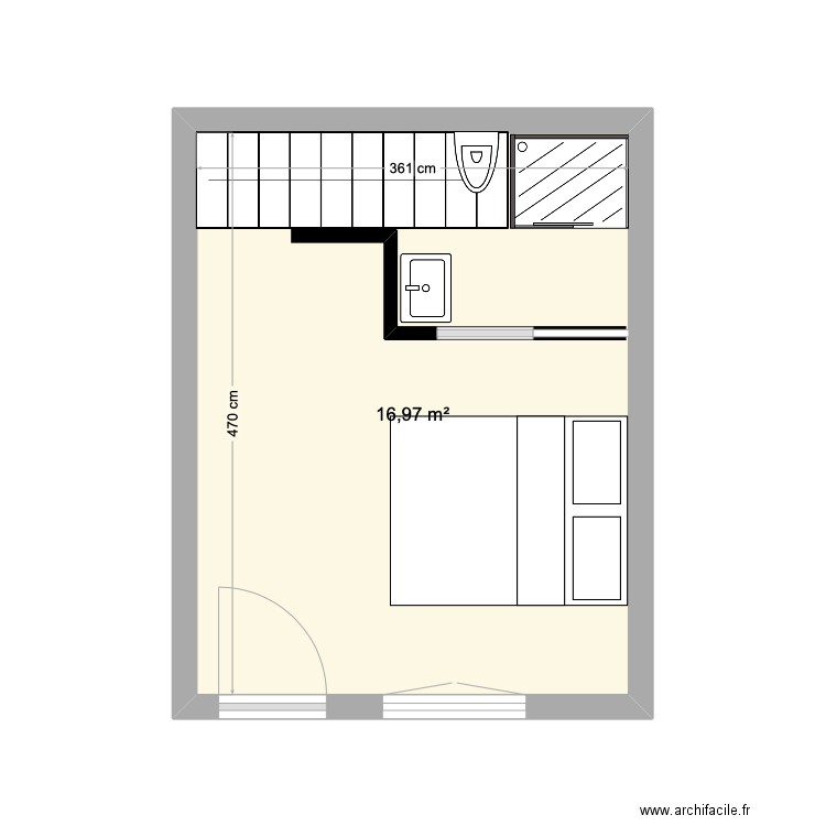 POUILLY PROJET EXTENSION. Plan de 2 pièces et 34 m2