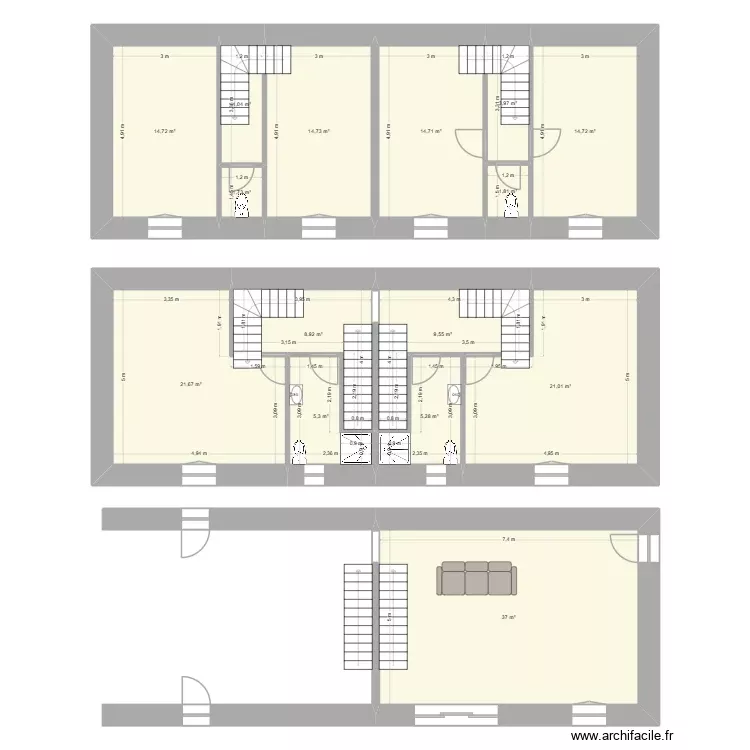 Aménagement grange. Plan de 15 Pièces et 179 m² Aménagement grange. Plan de 15 Pièces et 179 m²
