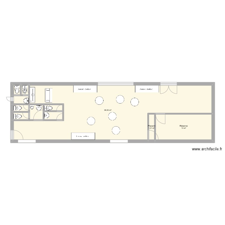 Club ado v3. Plan de 10 pièces et 73 m2