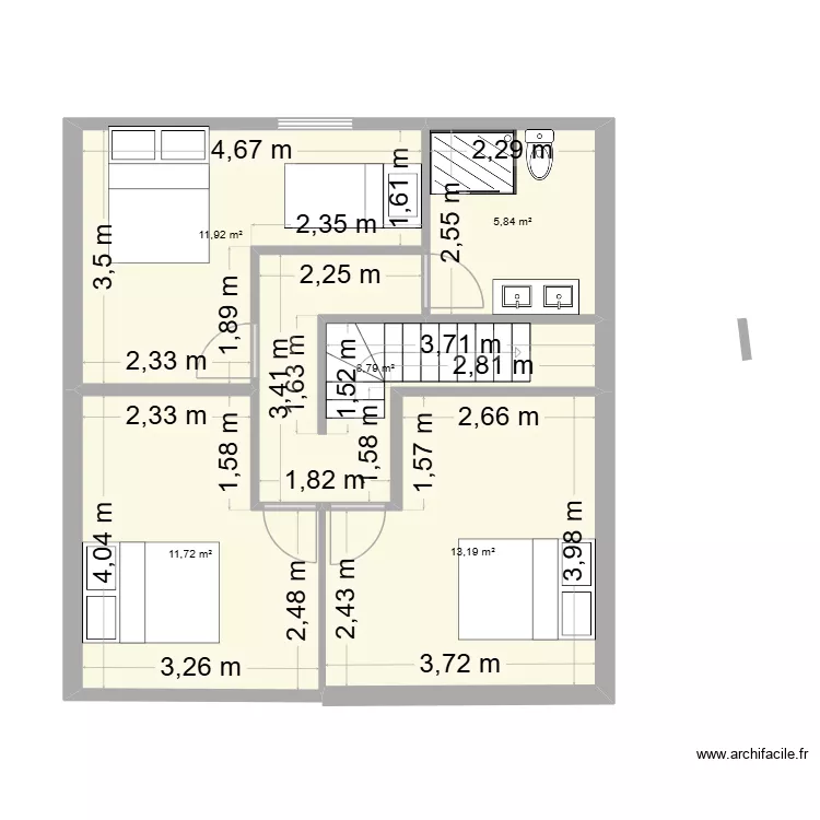 Marcel1. Plan de 5  et 51 m²