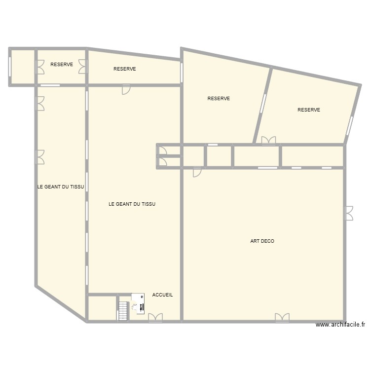 plan art deco le geant du tissu. Plan de 15 pièces et 788 m2