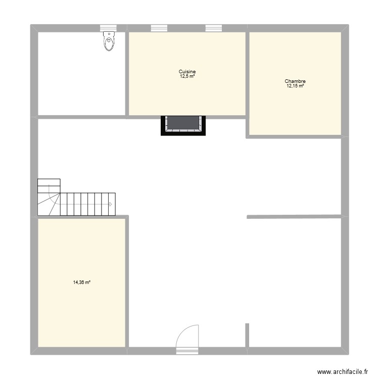 gourbera. Plan de 3 pièces et 39 m2