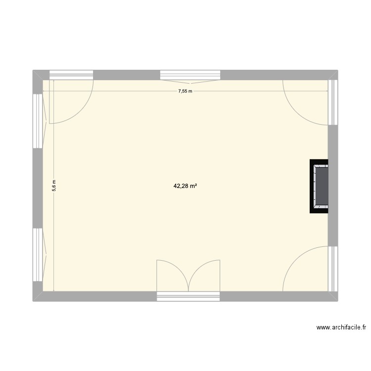 billard. Plan de 1 pièce et 42 m2
