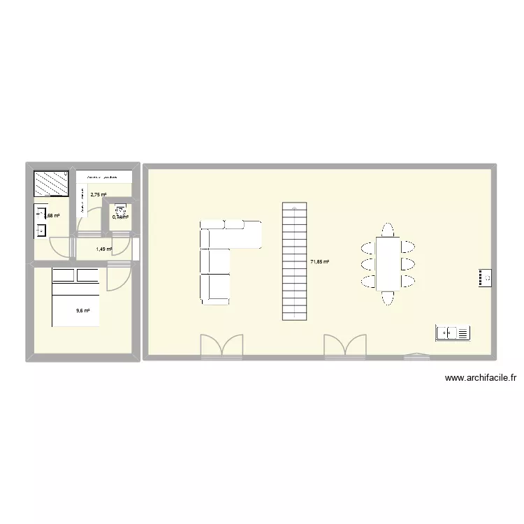 Maison plan 1. Plan de 6 pièces et 90 m²