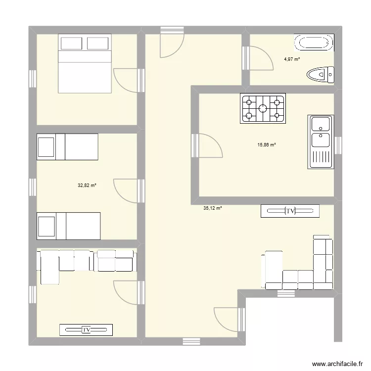 plan3. Plan de 4  et 89 m²