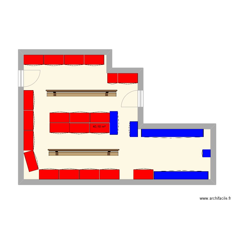 Plan Initial casiers. Plan de 1 pièce et 40 m2