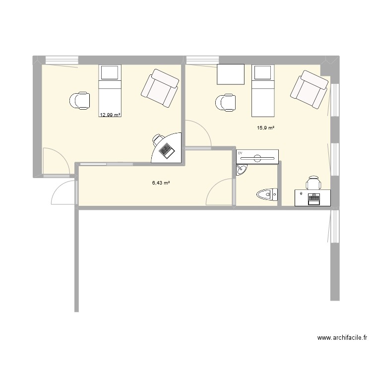 CMT LeMellay Modif V4 Deux acces WC. Plan de 0 pièce et 0 m2