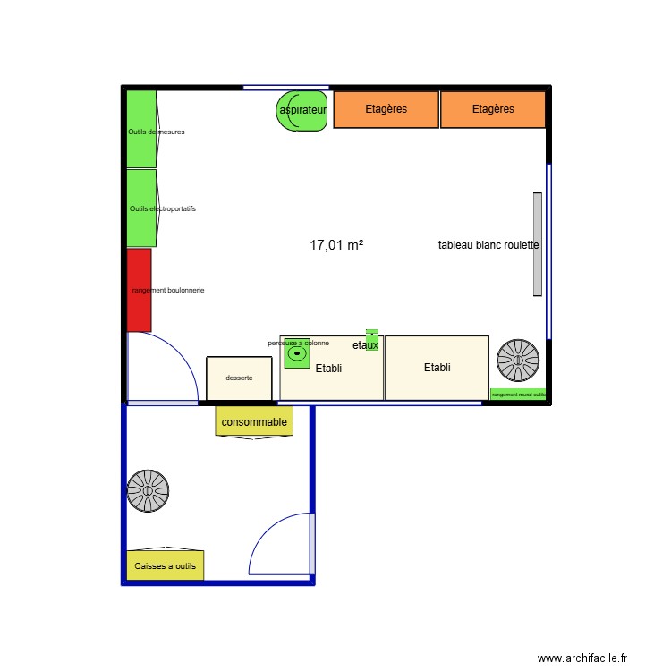 plan atelier GMP n°1. Plan de 1 pièce et 17 m2