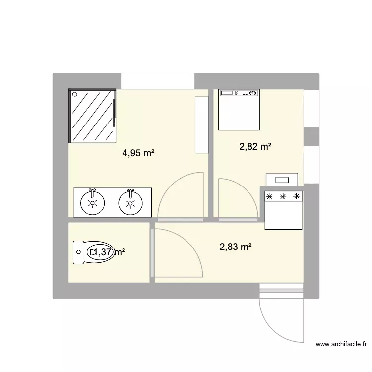 SDB 1. Plan de 4 Pièces et 12 m² SDB 1. Plan de 4 Pièces et 12 m²