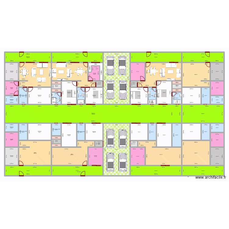 Plan Dabou Cote Ecole Jacq v7. Plan de 74 pièces et 1099 m2