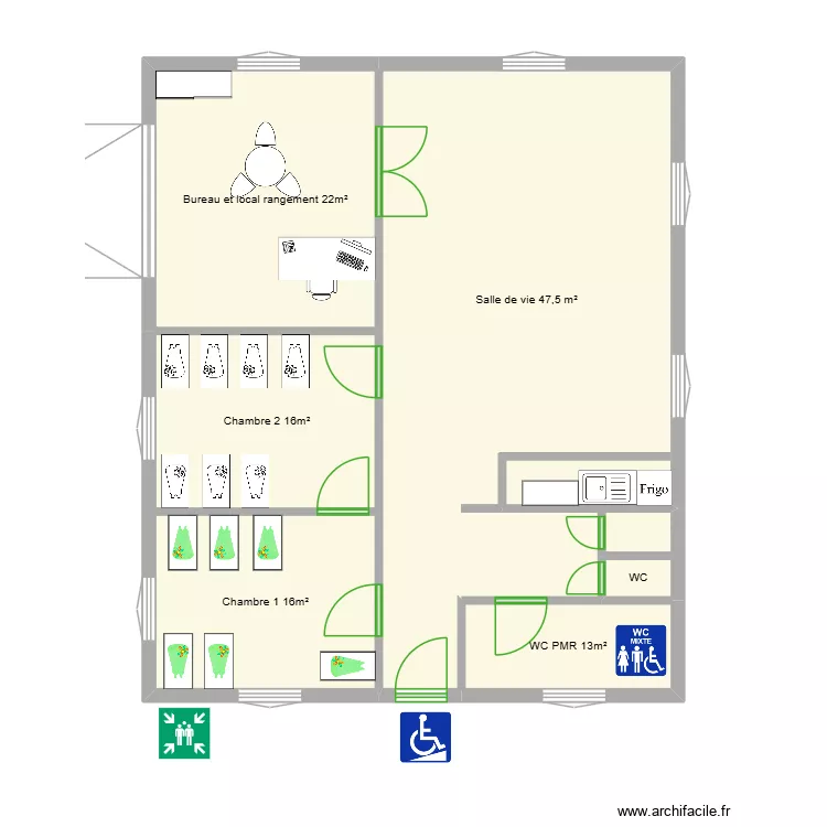 plan local. Plan de 6  et 75 m²