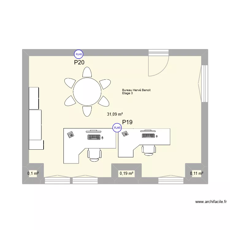 Bureau Benoit / Herv&eacute;. Plan de 4  et 32 m²