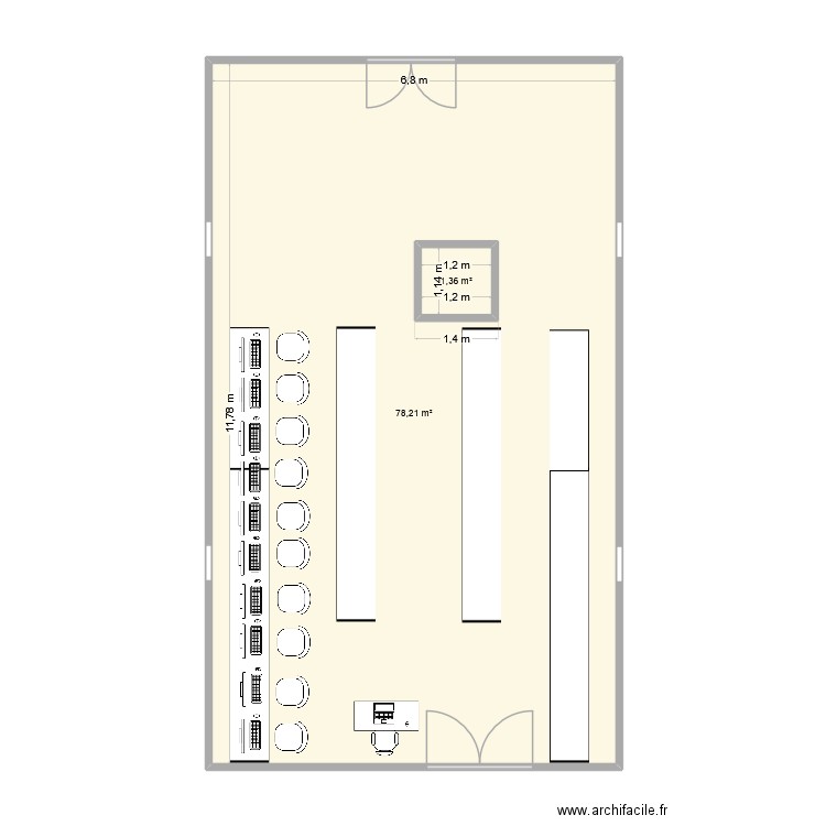 salle221. Plan de 2 pièces et 81 m2