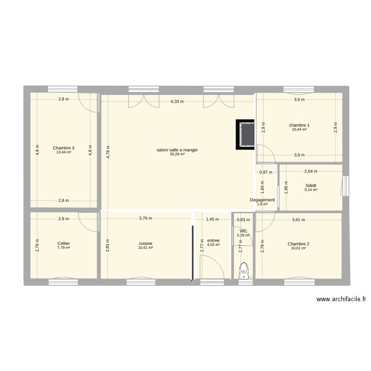 maison Lege. Plan de 10 pièces et 96 m2