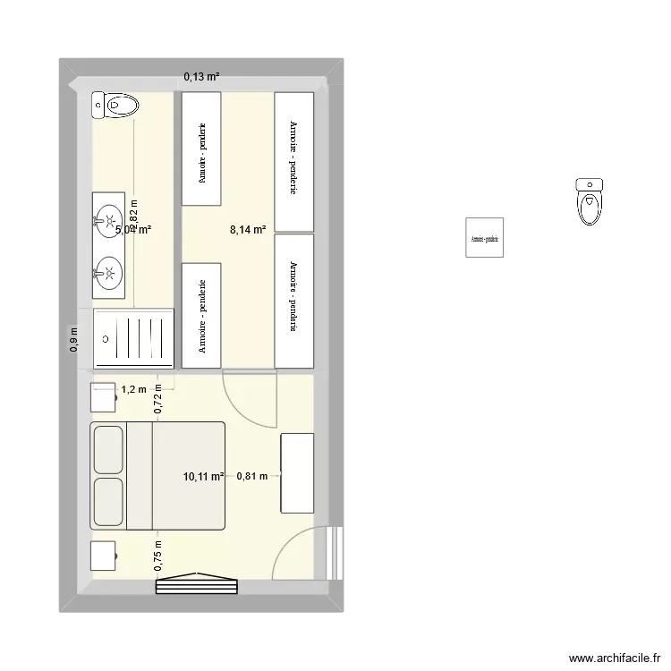 Suite parentale v2. Plan de 5 Pièces et 23 m² Suite parentale v2. Plan de 5 Pièces et 23 m²