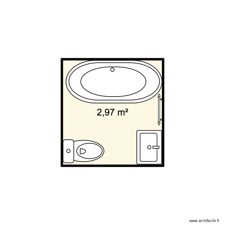 salle de bain Amy. Plan de 1 pièce et 3 m2
