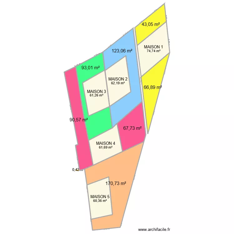 PALN DIV PARCELLAIRE MARCELIN BERTHELOT V1. Plan de 12  et 975 m²