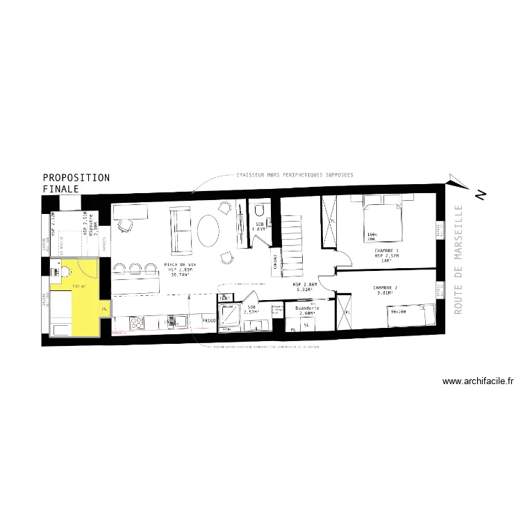 plan Luynes avec 3e "chambre". Plan de 