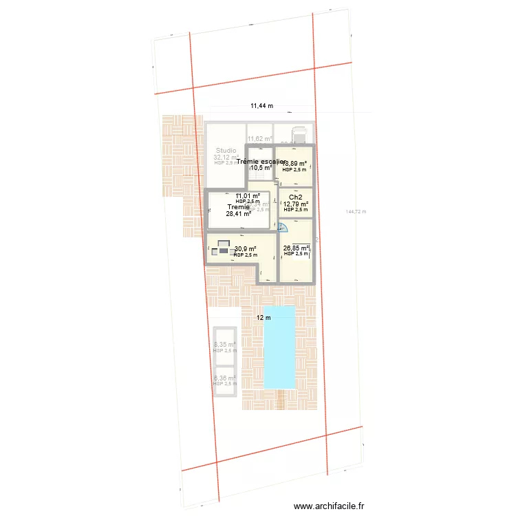 last simple compact4. Plan de 19 pièces et 383 m²