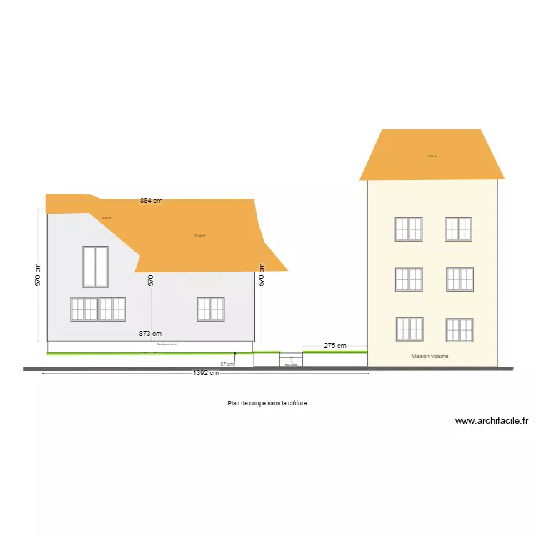 plan de coupe avec gazon  (d&eacute;f). Plan de 
