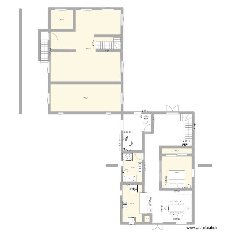 Monia Pouzet. Plan de 8 pièces et 120 m2