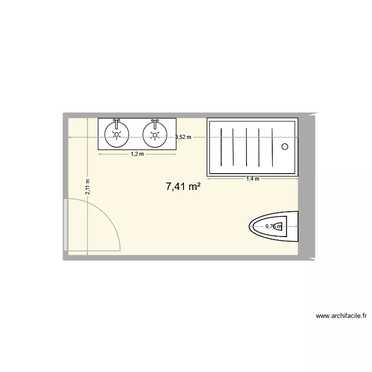 DUBAR 1. Plan de 1 Pièce et 7 m²