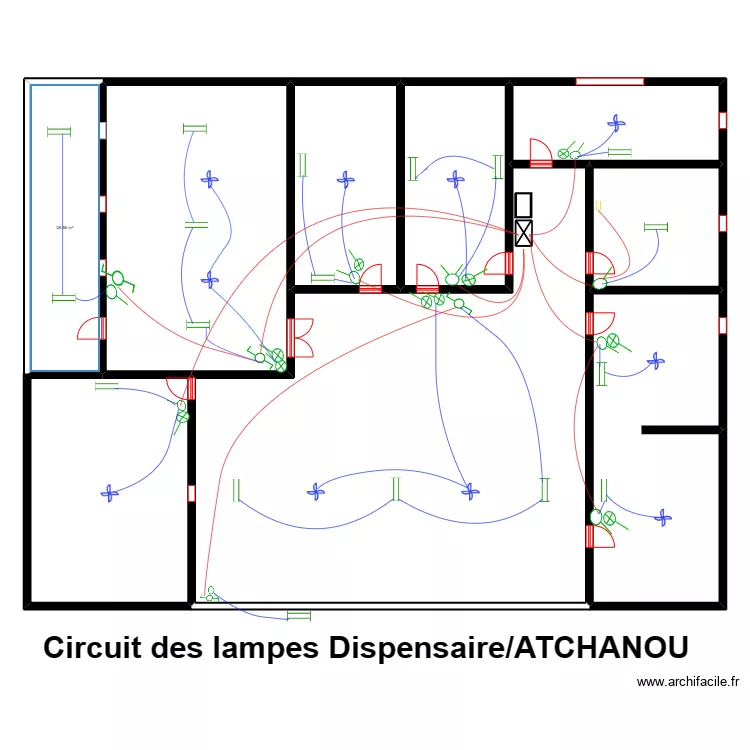 Circuit des lampes Dispensaire ATCHANOU. Plan de 