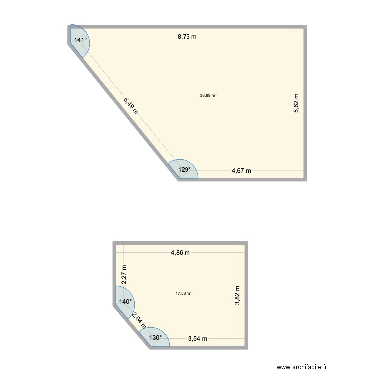 Eysines. Plan de 2 pièces et 56 m2