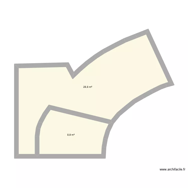 him. Plan de 2  et 38 m²