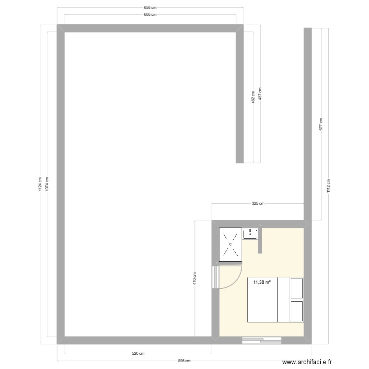 stan 1. Plan de 1 pièce et 11 m2